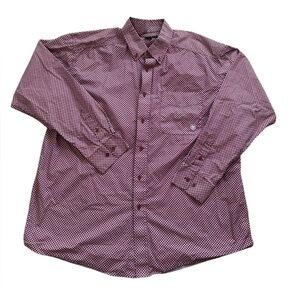 Ariat Men’s XL Button Down Shirt Maroon Geometric Relaxed Fit Cotton Western